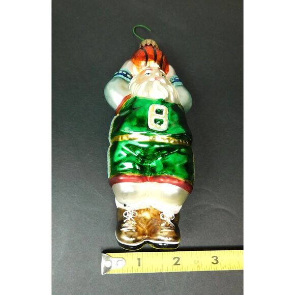 Basketball Santa Claus Christmas Ornament UT Marked Blown Glass - Picture 6 of 7